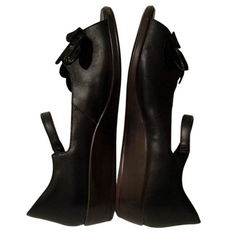 Ziera Women's Mary Janes Black Leather Floral  Shoes Flower Sz 40‎ US